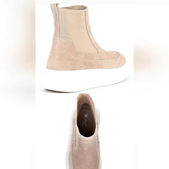 Etna Nurture Suede leather slip-on rebalance beige chunky sole boots NEW 8 9 9.5 - Picture 3 of 6
